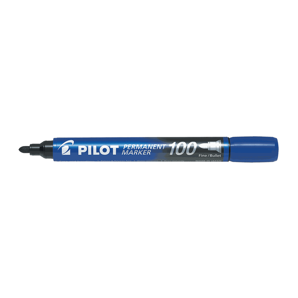 Permanent Marker PILOT 100 Fine Blue, Pack of 20pcs (15+5 free)