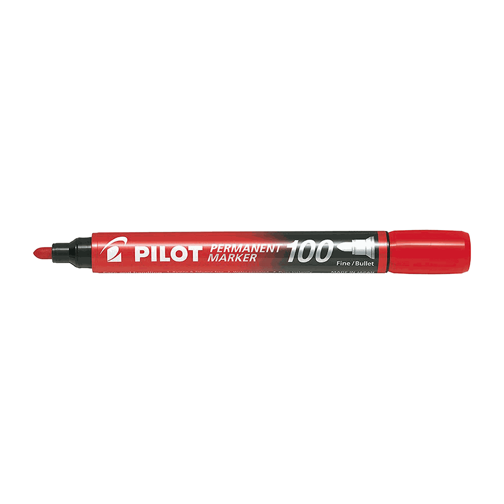 Permanent Marker PILOT 100 Fine Red, Pack of 20pcs (15+5 free)