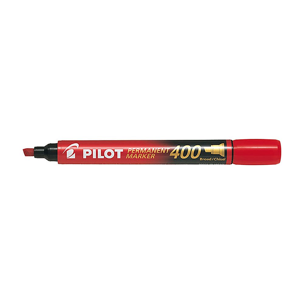 Permanent Marker PILOT 400 Broad Red 4,5mm Chisel, Pack of 20pcs (15+5 free)
