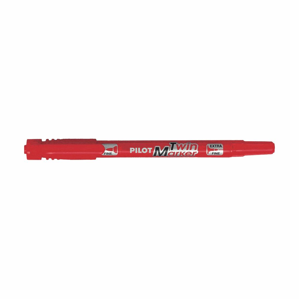 Permanent Marker PILOT Twin Marker Fine Red, Pack of 10pcs