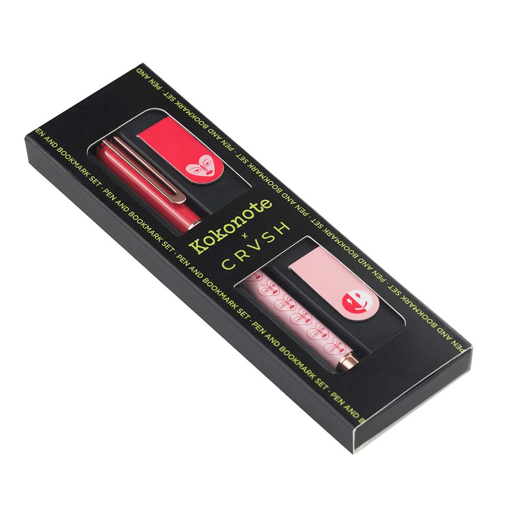Premium Set of 1 Pen & 2 Magnetic Bookmarks CRVSH X KOKONOTE