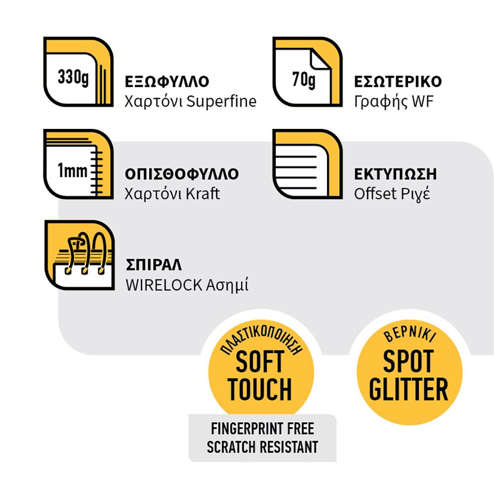 NEBULA Τετράδιο Σπιράλ Wirelock Β5/17Χ25 2Θ 60Φ 10τμχ