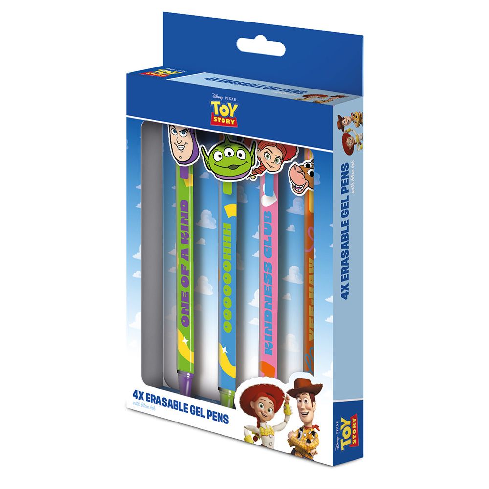 Set of 4 Erasable Gel Pen with Topper DISNEY PIXAR TOY STORY