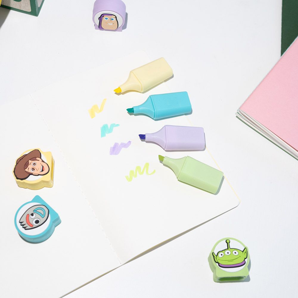 Set of 4 Highlighters with 3D Topper DISNEY PIXAR TOY STORY