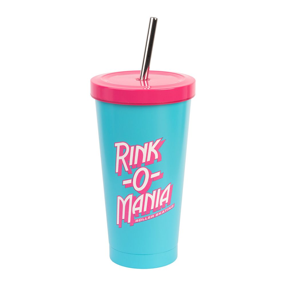 Metal Tumbler with Straw PSTRANGER THINGS RINK-O-MANIA