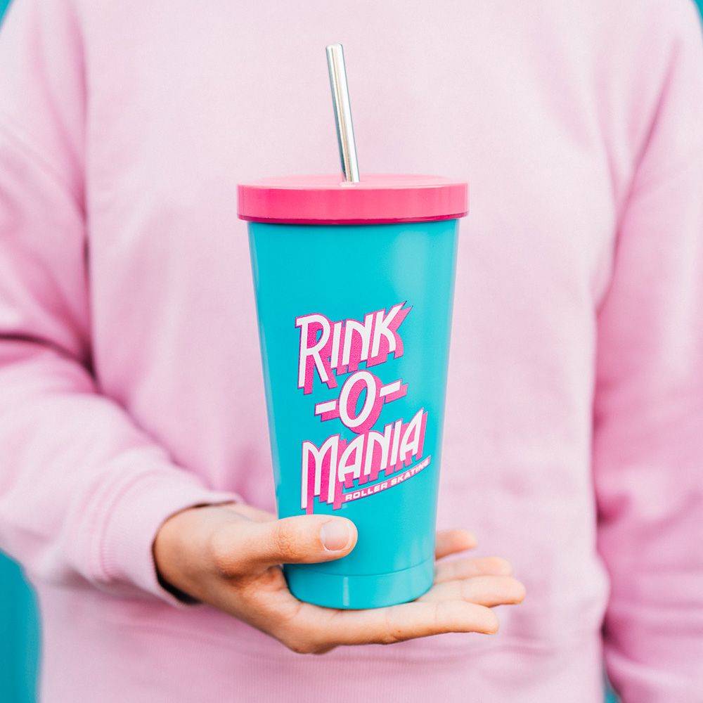 Metal Tumbler with Straw PSTRANGER THINGS RINK-O-MANIA