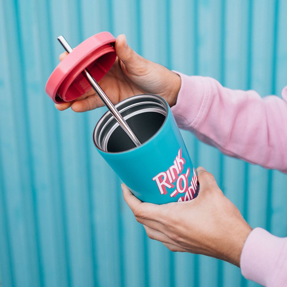 Metal Tumbler with Straw PSTRANGER THINGS RINK-O-MANIA