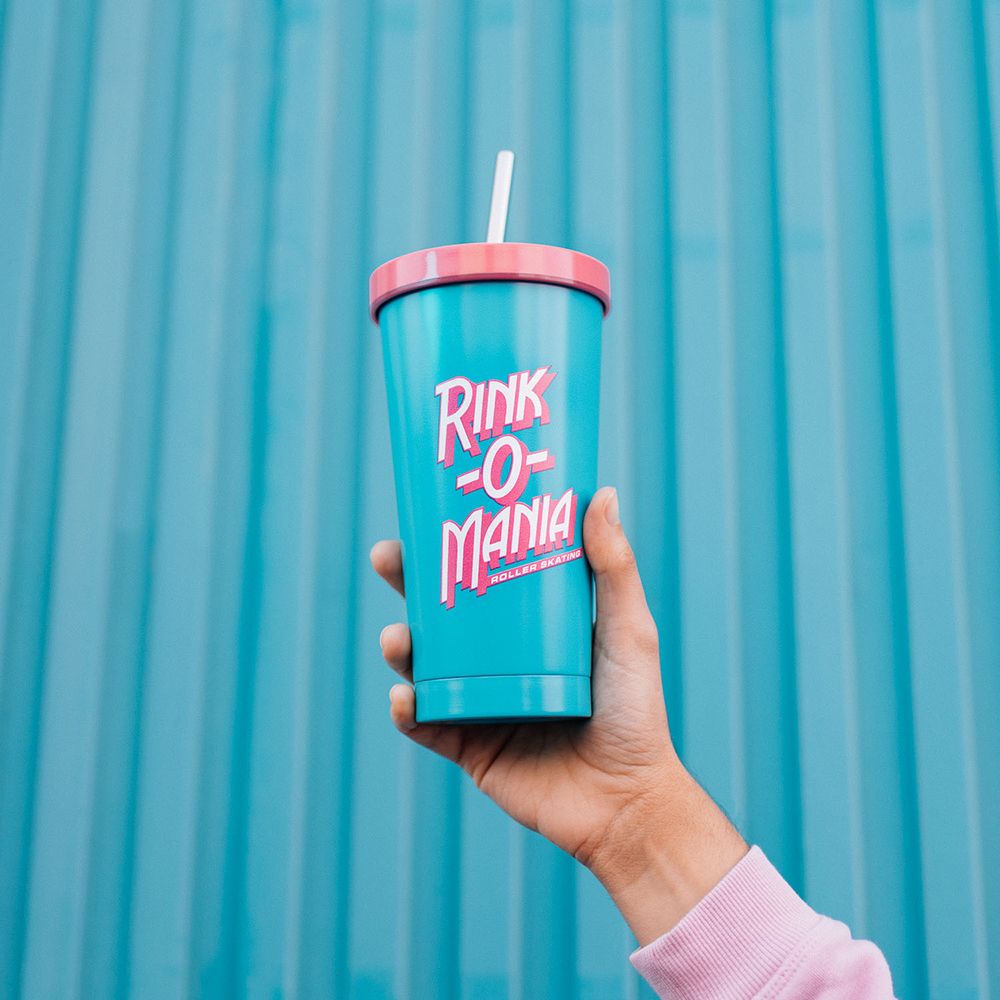 Metal Tumbler with Straw PSTRANGER THINGS RINK-O-MANIA