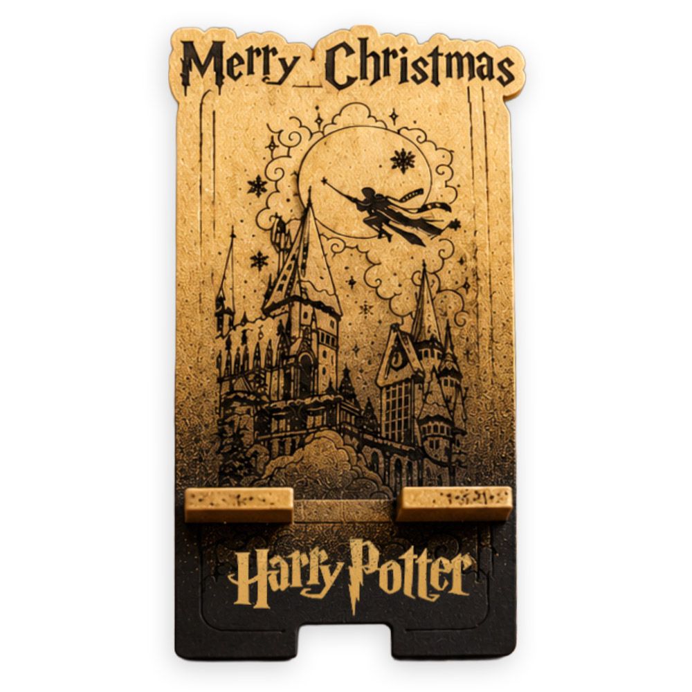 Χειροποίητη Ξύλινη Βάση για Κινητό με Χάραξη HARRY POTTER