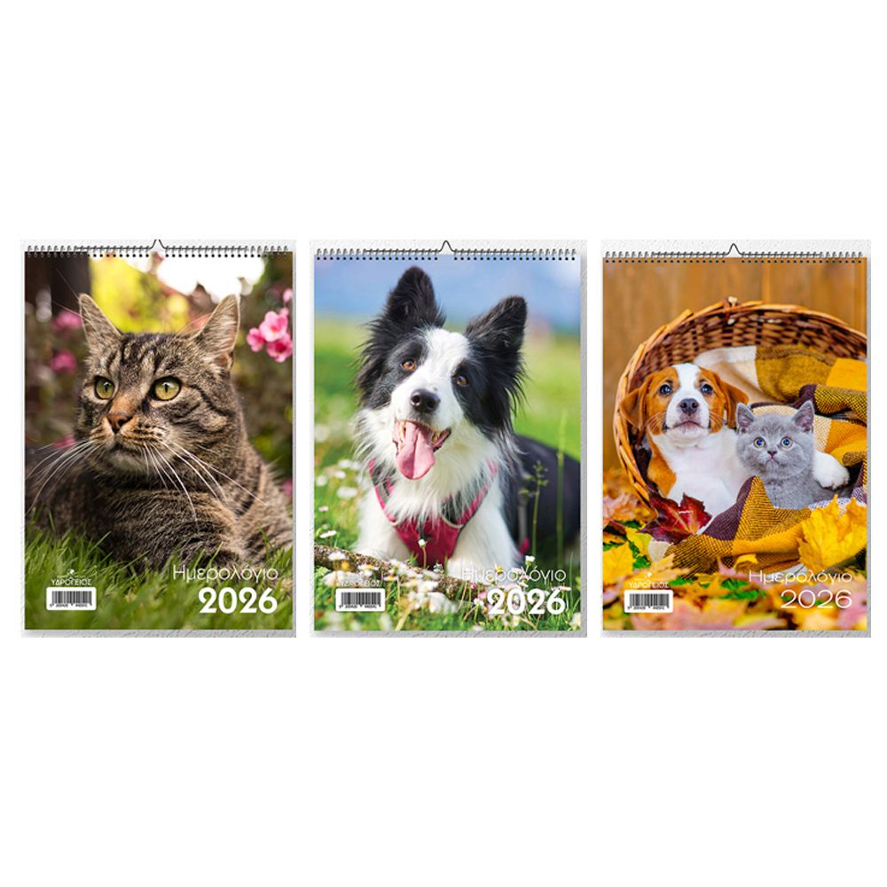 Month Planner 2026 17Χ24, 3 designs with Animals