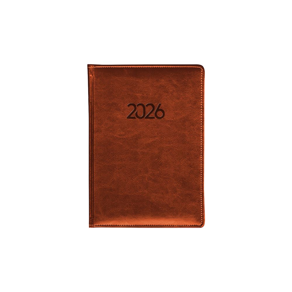 Indexed Daily Calendar Binded PU 2026 12Χ17 Brown